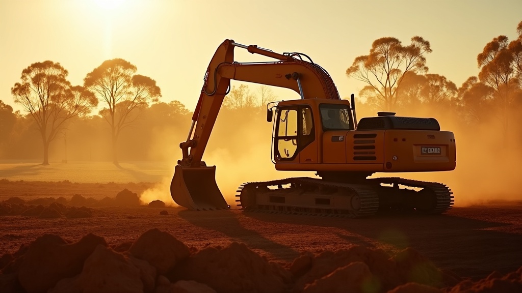 Excavator cutting a rural site in the Clarence Valley